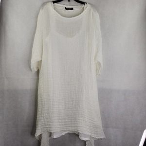 Nuovo Borgo Asymmetric White Dress Tank with Overlay Short in Back Long Front